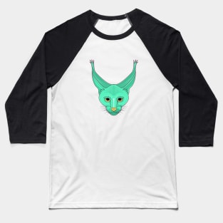 cyan caracal cat face cartoon Baseball T-Shirt